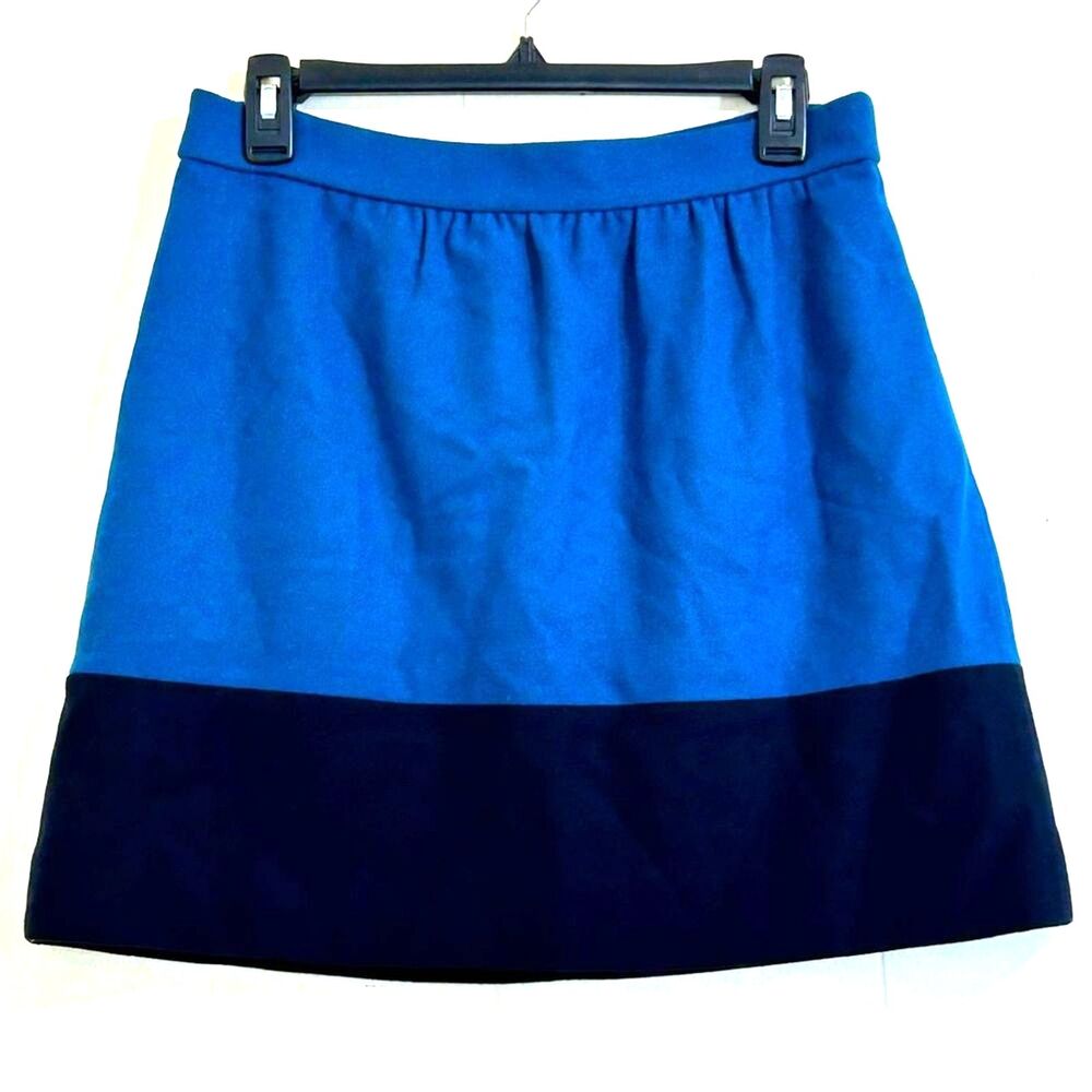 J.CREW Wool Mini Skirt Size 6 Formal Office Aqua Blue Black Wool Mini Skirt